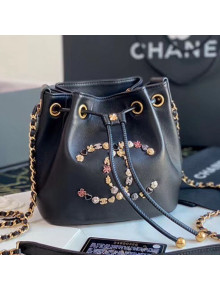 Chanel Logo Charm CC Lambskin Drawsring Bucket Bag AS1883 Black 2020