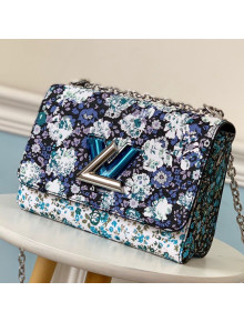 Louis Vuitton Floral Print Twist MM Chain Shoulder Bag M55037 Blue 2019