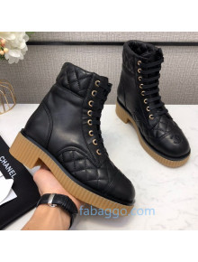 Chanel Quilted Lambskin Short Boots Black 01 2020