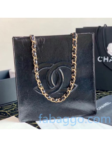 Chanel Shiny Aged Calfskin Vertical Shopping Bag AS1945 Black 2020