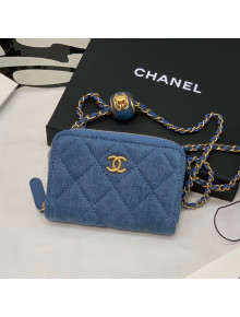 Chanel Denim Clutch with Chain and Ball AP2462 Dark Blue 2022