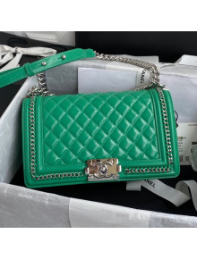 Chanel Quilted Calfskin Chain Charm Boy Handbag A67086 Green/Silver 2020