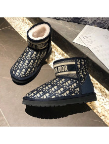 Dior Wool Short Boots in Blue Oblique Embroidery 2020