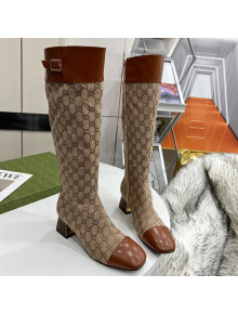 Gucci GG Canvas Knee-High Boot Beige/Brown 2021 35