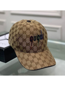 Gucci GG Canvas Baseball Hat with Logo Embroidery Beige 2020