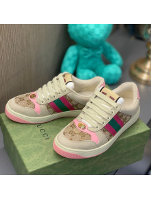 Gucci Screener Sneaker with Crystals Pink/Beige 2021 83