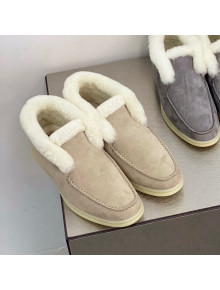 Loro Piana Suede and Cashmere High-Top Loafers Beige 2021 1118100