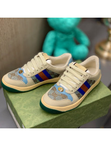 Gucci Screener Sneaker with Crystals Blue/Grey 2021 84
