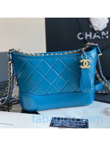 Chanel Quilted Aged Calfskin Gabrielle Small Hobo Bag A91810 Blue 2020