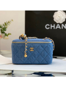 Chanel Denim Vanity Clutch with Chain and Ball AP2303 Dark Blue 2022