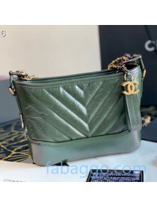 Chanel Chevron Aged Calfskin Gabrielle Medium Hobo Bag AS1521 Dark Green 2020