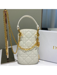Dior Lady Dior Phone Holder in White Cannage Lambskin 2021