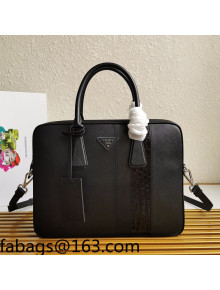 Prada Men's Saffiano and Crocodile Calfskin Business Briefcase Bag 2VE368 Black 2021