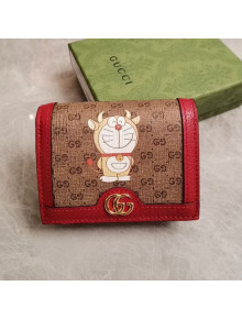 Doraemon x Gucci Ophidia GG Canvas Card Case Wallet 654541 Red/Yellow 2021