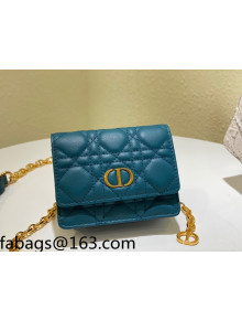 Dior Mini Caro Pouch with Chain in Blue Supple Cannage Calfskin 2021