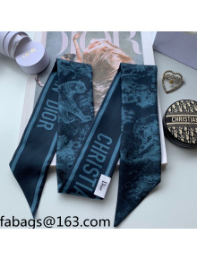 Dior Bandeau Scarf in Toile de Jouy Reverse Twilly Silk 6x106cm Blue 2021