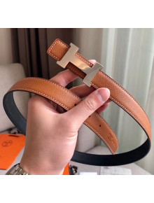 Hermes Width 2.4cm Grained Calfskin Reversible Belt Black/Brown 2020