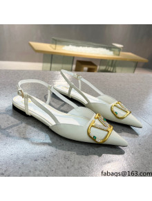Valentino VLOGO SIGNATURE Calfskin Slingback Flat Ballerina White 2022