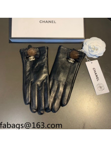 Chanel Lambskin and Cashmere Gloves with Fur CC Black 2021 24