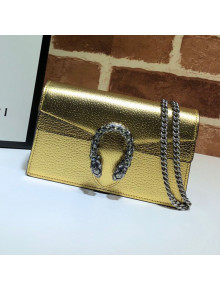 Gucci Dionysus Super Mini Bag in Metallic Gold Leather 476432 2020