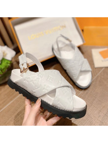 Louis Vuitton Paseo Flat Comfort Crossover Monogram Leather Sandals White 2022