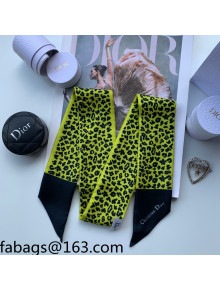 Dior Bandeau Scarf in Lime Green Multicolor Mizza Twilly Silk 6x106cm 2021