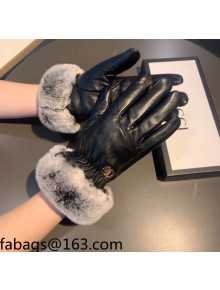 Gucci Lambskin and Rubbit Fur Gloves Black 2021 25