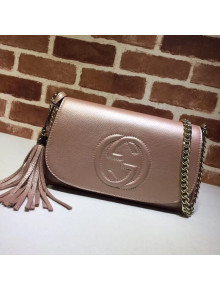 Gucci 336752 Soho Tassel Leather Chain Shoulder Bag Rosy Gold