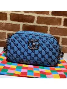 Gucci GG Marmont Multicolour Canvas Small Shoulder Bag 447632 Blue/Silver 2021