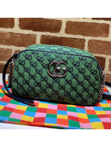 Gucci GG Marmont Multicolour Canvas Small Shoulder Bag 447632 Green/Silver 2021