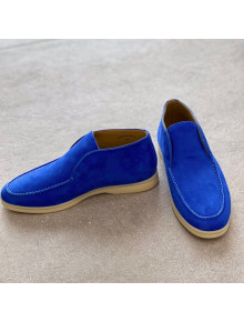 Loro Piana High-top Suede Flat Loafers Royal Blue 2021 1118134