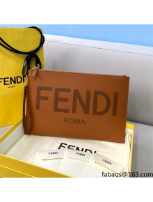 Fendi Large Flat Pouch in Smooth Calfskin Brown 2021