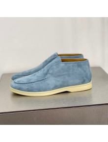 Loro Piana High-top Suede Flat Loafers Light Blue 2021 1118135