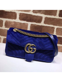Gucci GG Marmont Velvet Small Shoulder Bag 443497 Dark Blue 2021