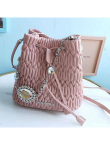 Miu Miu Matelasse Nappa Leather Bucket Bag 5BE050 Pink 2021
