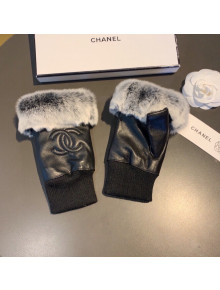 Chanel Lambskin and Rubbit Fur Gloves Black 2021 31