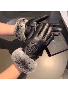 Chanel Lambskin and Rubbit Fur Gloves Black 2021 33