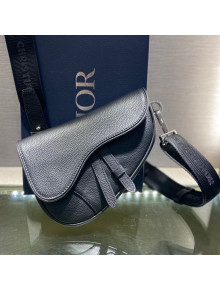 Dior Men's Mini Saddle Bag in Black Grained Calfskin 2020