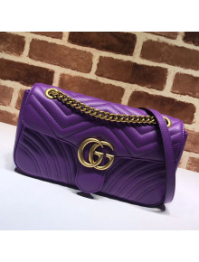 Gucci GG Marmont Lether Small Shoulder Bag 443497 Purple 2021