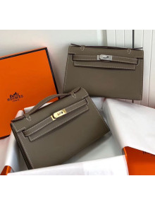 Hermes Mini Kelly 22 Clutch Bag in Epsom Leather(Half Handmade) Grey Elephant