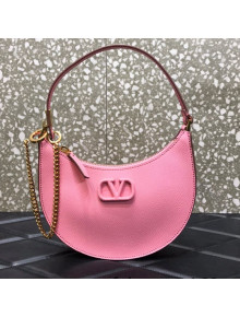 Valentino VLogo Palm-Grained Calfskin Hobo Bag 0707 Pink 2021