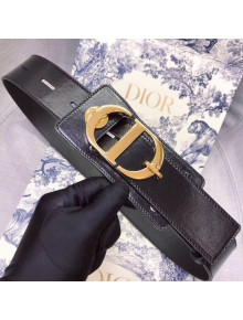 Dior Leather Belt 45mm with Wide CD Buckle Black/Gold 2019