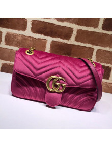Gucci GG Marmont Velvet Small Shoulder Bag 443497 Hot Pink 2021