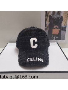 Celine Fur Baseball Hat Black 2021 110526