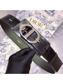 Dior Leather Belt 45mm with Wide CD Buckle Black/Silver 2019