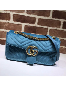Gucci GG Marmont Velvet Small Shoulder Bag 443497 Light Blue 2021