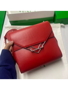 Bottega Veneta Box Calfskin Clip Squared Shoulder Bag Racing Red 2021