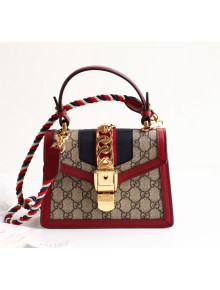 Gucci Sylvie GG Mini Top Handle Bag 470270 Red 2019