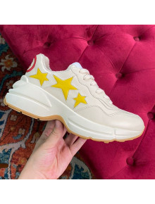 Gucci Rhyton Calfskin Sneaker with stars White/Yellow/Red 2021
