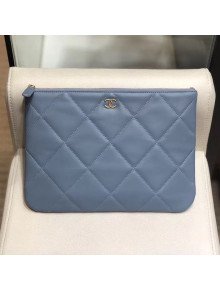 Chanel Quilted Lambskin 19 Pouch A86088 Blue 2019